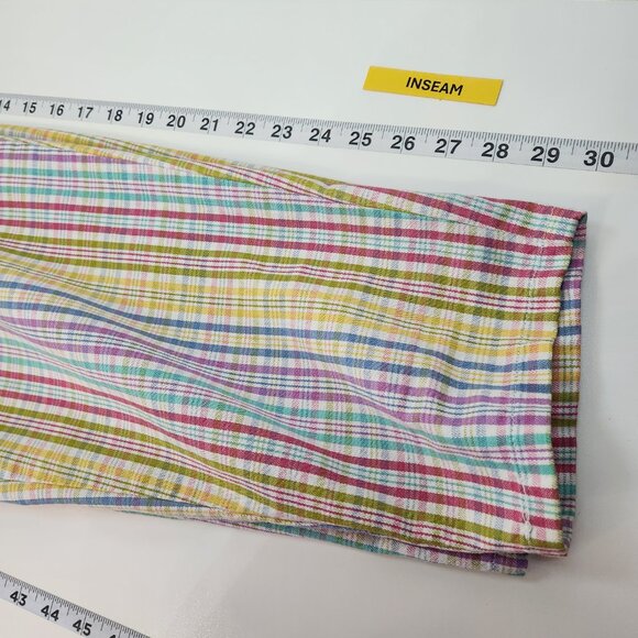 Vintage Cherokee Pleated High Rise Pants Womens 4 Small S Pastel Plaid Mom LL10X - Picture 7 of 7